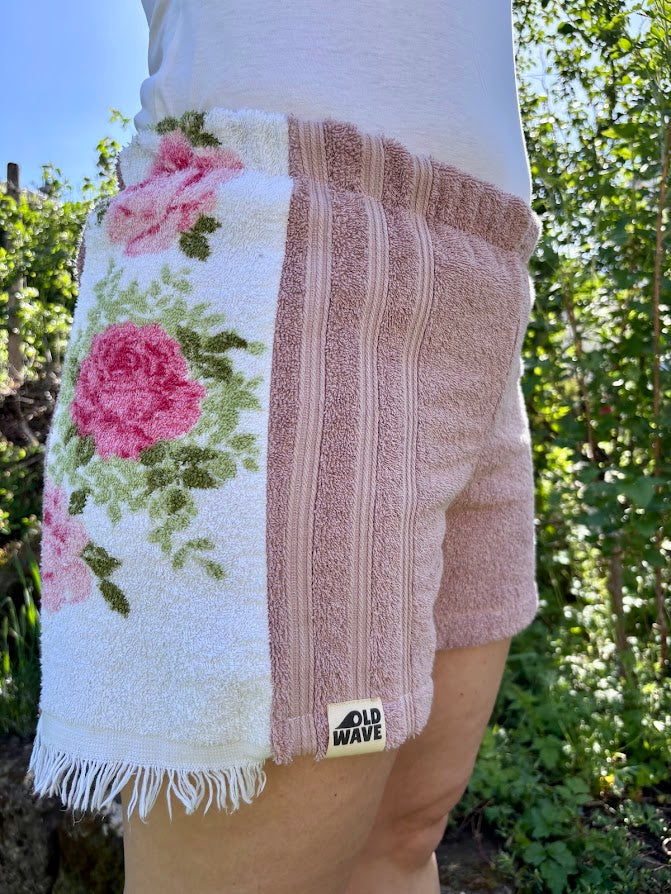 Towel Shorts "Blush garden - fringe series" - L