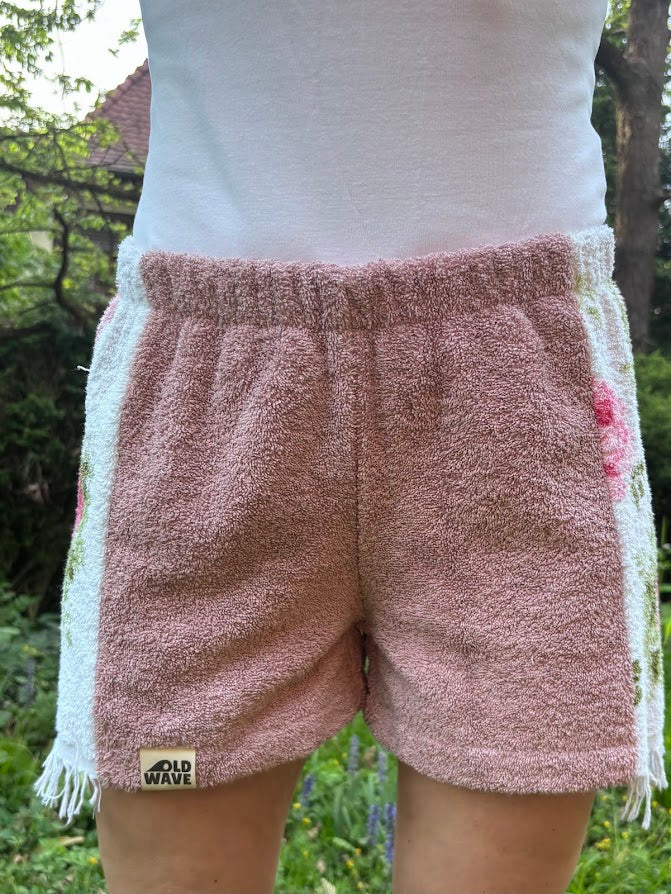Towel Shorts "Rosewood Bloom - Fringe" - M