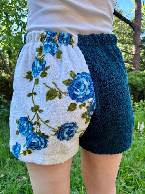 Towel Shorts "Blue Blossom 79" - M