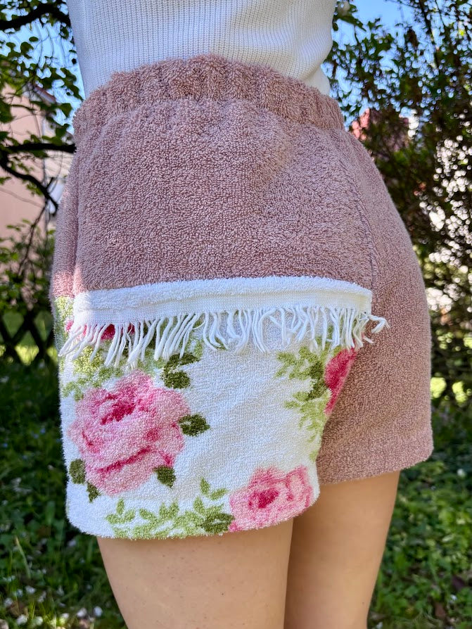 Towel Shorts "Rosé Fringe" - S